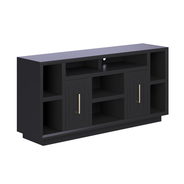 Legends Furniture Eclectic Modern TV Stand for TV's up to 70 Inches, Black, Fully Assembled SS1210.SLS