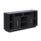 Eclectic Modern TV Stand for TV's up to 70 Inches, Black, Fully Assembled