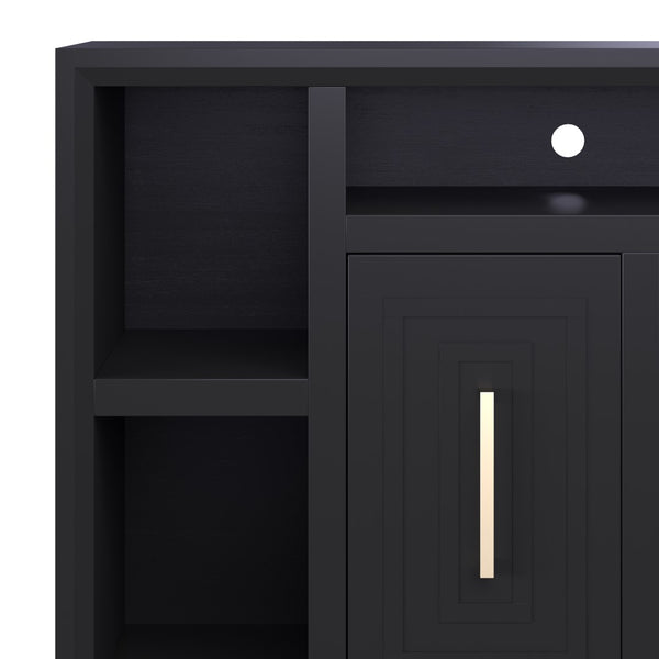 Legends Furniture Eclectic Modern TV Stand for TV's up to 70 Inches, Black, Fully Assembled SS1210.SLS