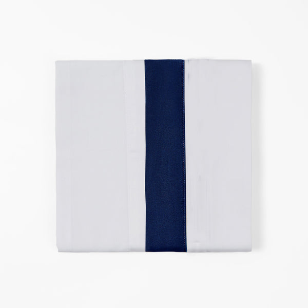 HiEnd Accents 350TC Flange Design Sheet Set SS3503-KG-NA White, Navy 100% cotton 108x102x0.2