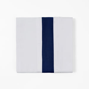 HiEnd Accents 350TC Flange Design Sheet Set SS3503-QN-NA White, Navy 100% cotton 90x102x0.2