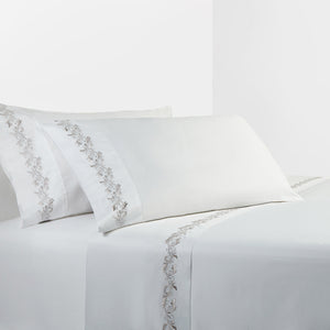 HiEnd Accents 350TC Gray Scroll Embroidered Sheet Set SS3504-QN-WH White, Gray 100% cotton 90x102x0.2