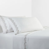 HiEnd Accents 350TC Gray Scroll Embroidered Sheet Set SS3504-QN-WH White, Gray 100% cotton 90x102x0.2