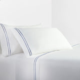 HiEnd Accents 350TC Embroidered Stripe White Sheet Set SS3505-QN-NA White, Navy 100% cotton 90x102x0.2