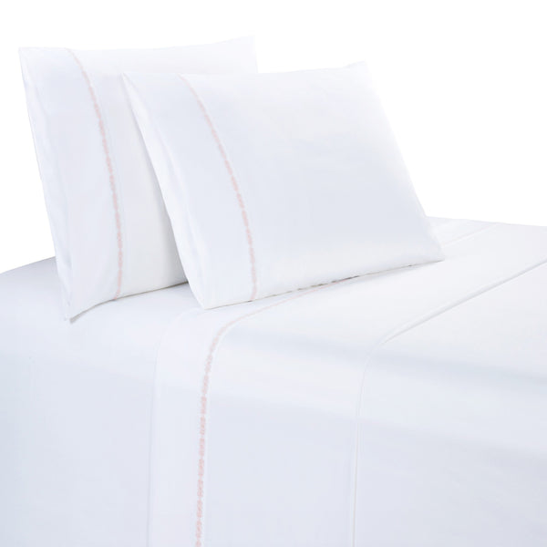 HiEnd Accents 350TC Laurel Embroidered Border Sheet Set SS3509-KG-BH Blush 100% cotton 108 x 102 x 0.3