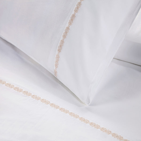 HiEnd Accents 350TC Laurel Embroidered Border Sheet Set SS3509-QN-BH Blush 100% cotton 90 x 102 x 0.3