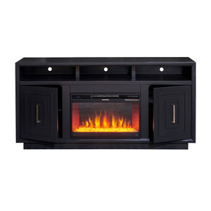 Legends Furniture Eclectic Modern TV Stand with Electric Fireplace Included, Black SS5210.SLS