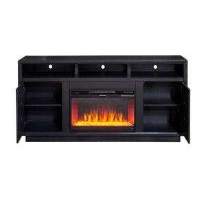 Legends Furniture Eclectic Modern TV Stand with Electric Fireplace Included, Black SS5210.SLS