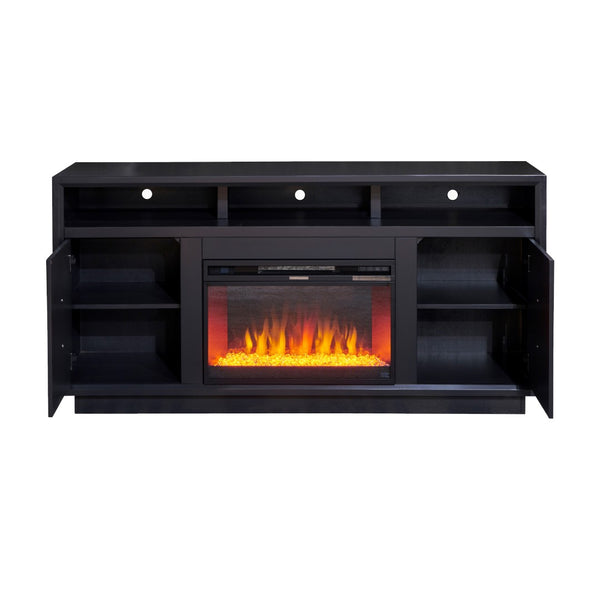 Legends Furniture Eclectic Modern TV Stand with Electric Fireplace Included, Black SS5210.SLS