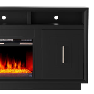 Legends Furniture Eclectic Modern TV Stand with Electric Fireplace Included, Black SS5210.SLS