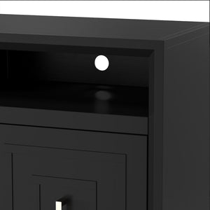 Legends Furniture Eclectic Modern TV Stand with Electric Fireplace Included, Black SS5210.SLS