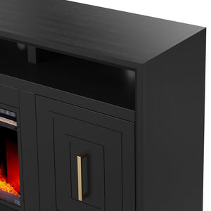 Legends Furniture Eclectic Modern TV Stand with Electric Fireplace Included, Black SS5210.SLS