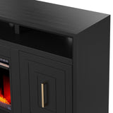 Legends Furniture Eclectic Modern TV Stand with Electric Fireplace Included, Black SS5210.SLS