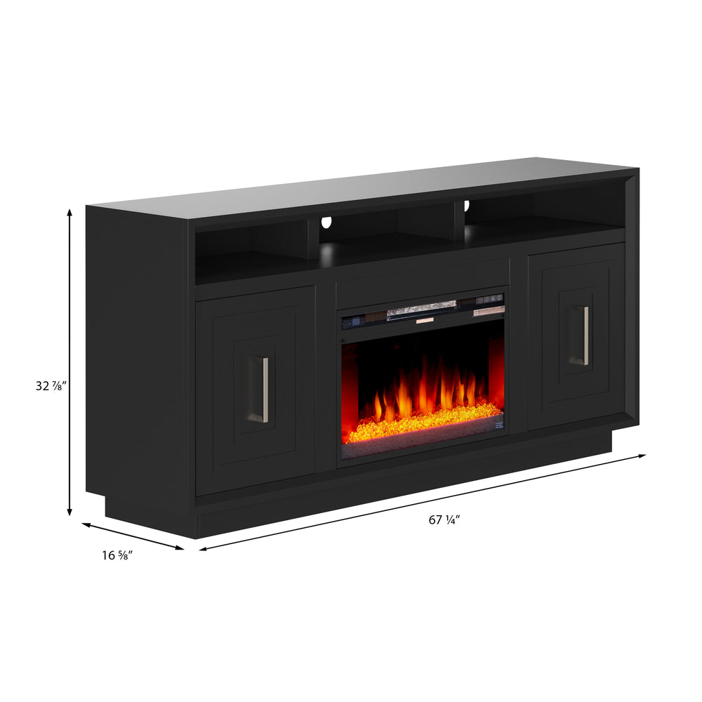 Legends Furniture Eclectic Modern TV Stand with Electric Fireplace Included, Black SS5210.SLS