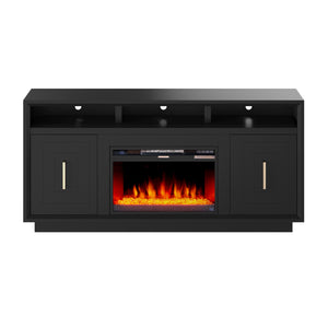 Legends Furniture Eclectic Modern TV Stand with Electric Fireplace Included, Black SS5210.SLS