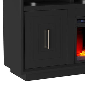 Legends Furniture Eclectic Modern TV Stand with Electric Fireplace Included, Black SS5210.SLS