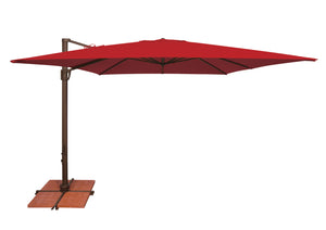 Simply Shade - Treasure Garden Bali 10' Square, with Cross Bar Stand in Sunbrella Fabric Jockey Red / Bronze 10' Square