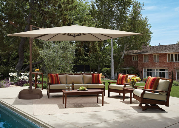 Simply Shade - Treasure Garden Bali 10' Square, with Cross Bar Stand in Solefin Fabric Taupe / Bronze 10' Square