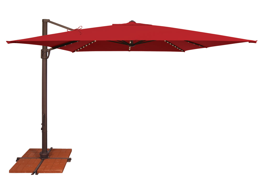 Simply Shade - Treasure Garden Bali Pro 10' Square Starlight w/ Cross Bar Stand in Sunbrella Fabric Jockey Red / Bronze 10' Square