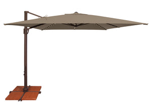 Simply Shade - Treasure Garden Bali Pro 10' Square Starlight w/ Cross Bar Stand in Solefin Fabric Taupe / Bronze 10' Square