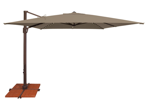 Simply Shade - Treasure Garden Bali Pro 10' Square Starlight w/ Cross Bar Stand in Solefin Fabric Taupe / Bronze 10' Square