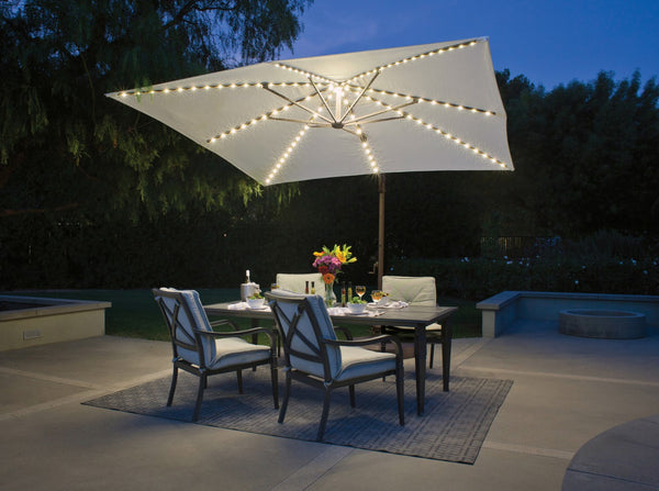 Simply Shade - Treasure Garden Bali Pro 10' Square Starlight w/ Cross Bar Stand in Solefin Fabric Taupe / Bronze 10' Square