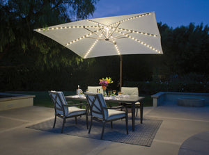 Simply Shade - Treasure Garden Bali Pro 10' Square Starlight w/ Cross Bar Stand in Sunbrella Fabric Ginkgo / Bronze 10' Square