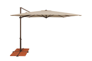 Simply Shade - Treasure Garden Skye 8.6' Square, with Cross Bar Stand in Solefin Fabric Beige / Bronze  8.6' Square