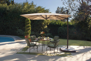 Simply Shade - Treasure Garden Skye 8.6' Square, with Cross Bar Stand in Sunbrella Fabric Navy / Bronze  8.6' Square