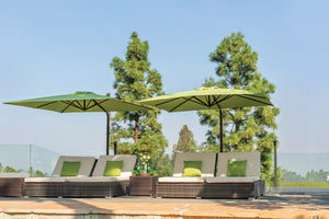 Simply Shade - Treasure Garden Skye 8.6' Square, with Cross Bar Stand in Sunbrella Fabric Navy / Bronze  8.6' Square