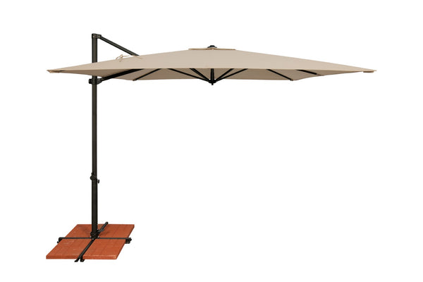 Simply Shade - Treasure Garden Skye 8.6' Square, with Cross Bar Stand in Solefin Fabric Beige / Black  8.6' Square