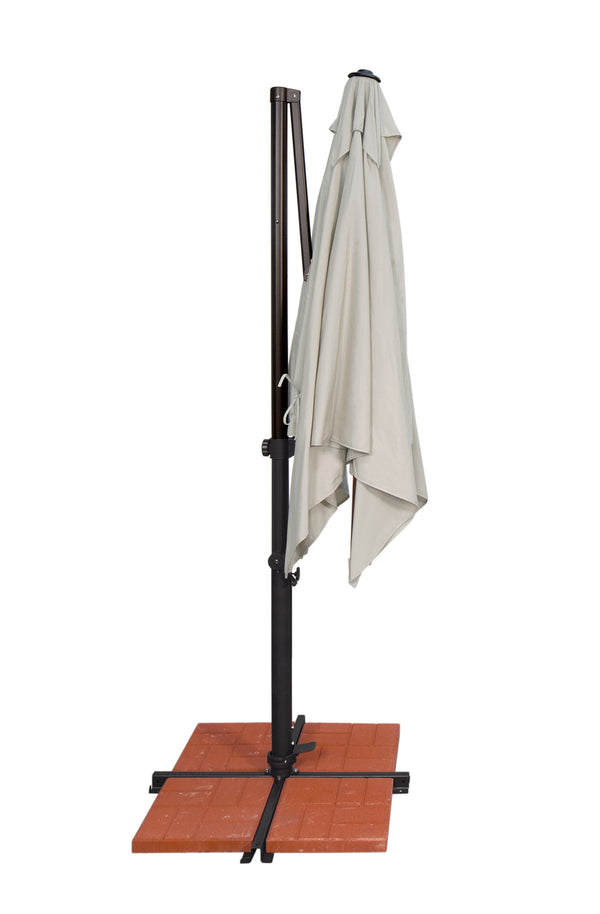 Simply Shade - Treasure Garden Skye 8.6' Square, with Cross Bar Stand in Solefin Fabric Taupe / Black  8.6' Square