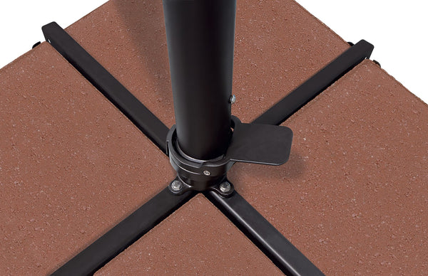 Simply Shade - Treasure Garden Skye 8.6' Square, with Cross Bar Stand in Sunbrella Fabric Cast Silver / Black  8.6' Square