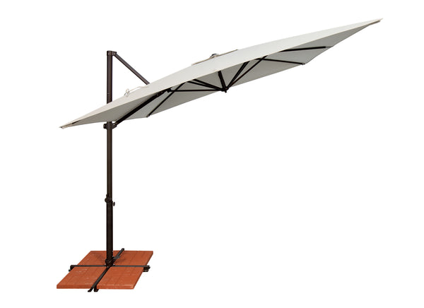 Simply Shade - Treasure Garden Skye 8.6' Square, with Cross Bar Stand in Sunbrella Fabric Cast Silver / Black  8.6' Square