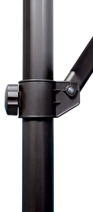 Simply Shade - Treasure Garden Skye 8.6' Square, with Cross Bar Stand in Sunbrella Fabric Cast Silver / Black  8.6' Square