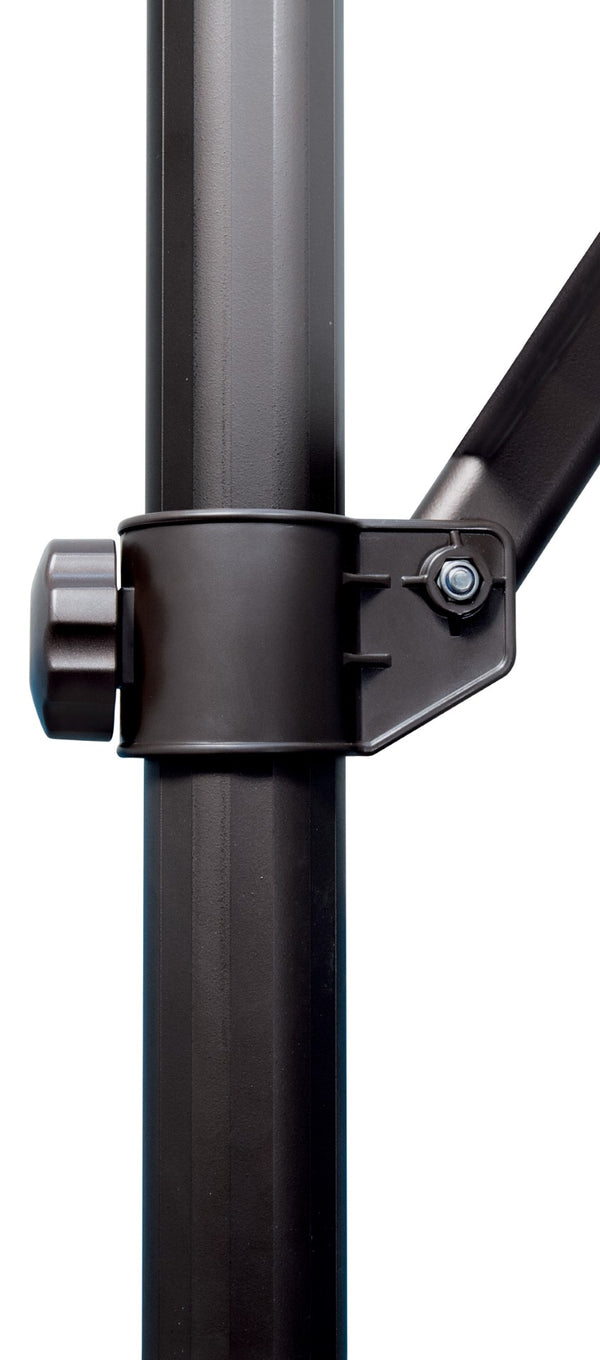 Simply Shade - Treasure Garden Skye 8.6' Square, with Cross Bar Stand in Solefin Fabric Taupe / Black  8.6' Square