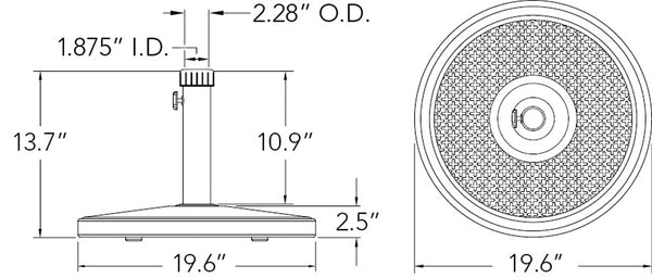 Simply Shade - Treasure Garden Cove 50lb Polycrete Base Black 19.6" Dia