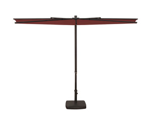 Simply Shade - Treasure Garden Amelia 9' Half Umbrella in Polyester Fabric Deep Red / Bronze 9' x 4.76' Half Octagon