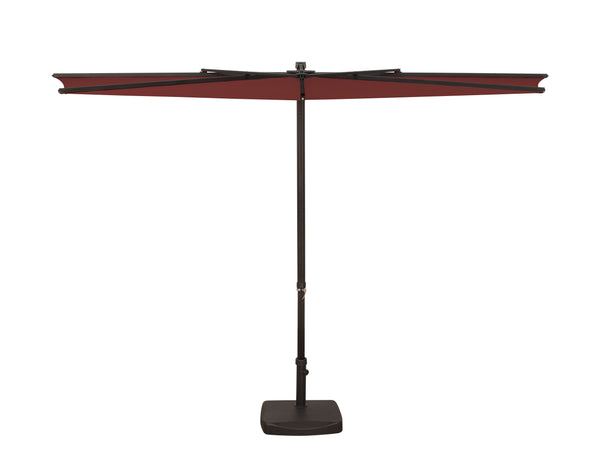 Simply Shade - Treasure Garden Amelia 9' Half Umbrella in Polyester Fabric Deep Red / Bronze 9' x 4.76' Half Octagon