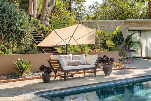 Simply Shade - Treasure Garden Amelia 9' Half Umbrella in Polyester Fabric Stone / Bronze 9' x 4.76' Half Octagon