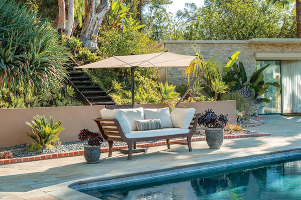 Simply Shade - Treasure Garden Amelia 9' Half Umbrella in Polyester Fabric Stone / Bronze 9' x 4.76' Half Octagon