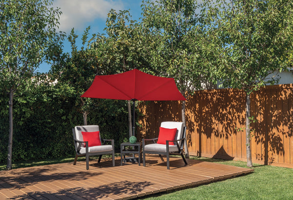 Simply Shade - Treasure Garden Amelia 9' Half Umbrella in Polyester Fabric Stone / Bronze 9' x 4.76' Half Octagon