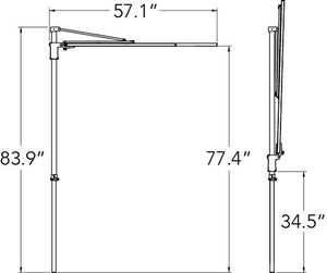 Simply Shade - Treasure Garden Amelia 9' Half Umbrella in Polyester Fabric Stone / Bronze 9' x 4.76' Half Octagon