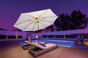 Simply Shade - Treasure Garden Lanai Pro 11' Octagon Auto Tilt with Starlight in Sunbrella Fabric Navy / Bronze  11' Octagon
