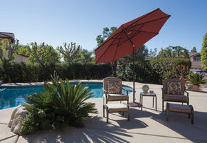 Simply Shade - Treasure Garden Aruba 9' Octagon Auto Tilt in Sunbrella Fabric Astoria Sunset Stripe / Bronze 9' Octagon