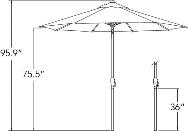 Simply Shade - Treasure Garden Aruba 9' Octagon Auto Tilt in Sunbrella Fabric Astoria Sunset Stripe / Bronze 9' Octagon
