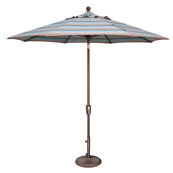 Simply Shade - Treasure Garden Catalina 9' Octagon Push Button Tilt in Sunbrella Fabric Gateway Mist Stripe / Bronze  9' Octagon