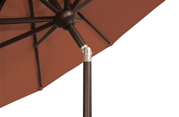 Simply Shade - Treasure Garden Catalina 9' Octagon Push Button Tilt in Sunbrella Fabric Gateway Mist Stripe / Bronze  9' Octagon