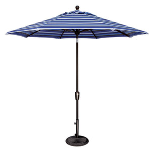 Simply Shade - Treasure Garden Catalina 9' Octagon Push Button Tilt in Sunbrella Fabric Milano Cobalt Stripe / Black 9' Octagon