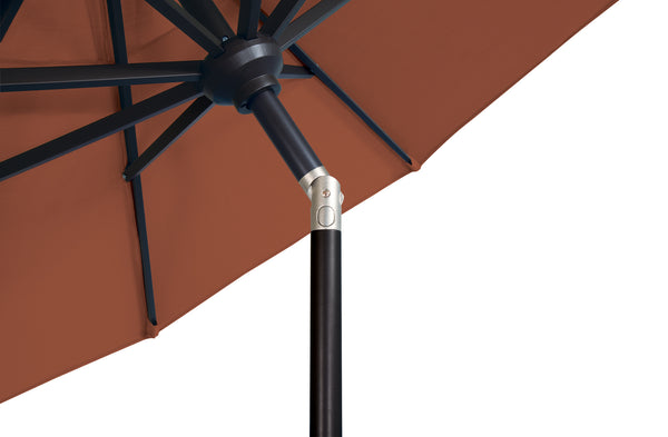 Simply Shade - Treasure Garden Catalina 9' Octagon Push Button Tilt in Sunbrella Fabric Milano Cobalt Stripe / Black 9' Octagon